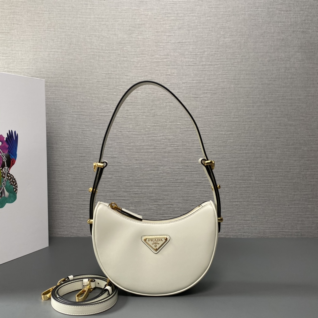 Prada Arque Leather Mini Shoulder Bag Handbag White 1BC199